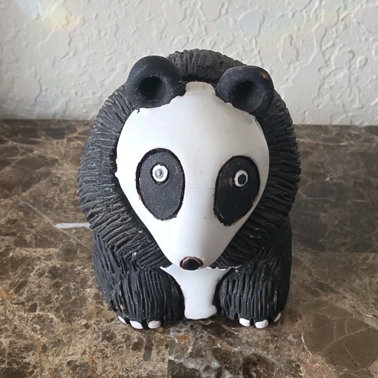 Handmade Black and White Panda Figurine Collectible Decorative Animal Sculpture