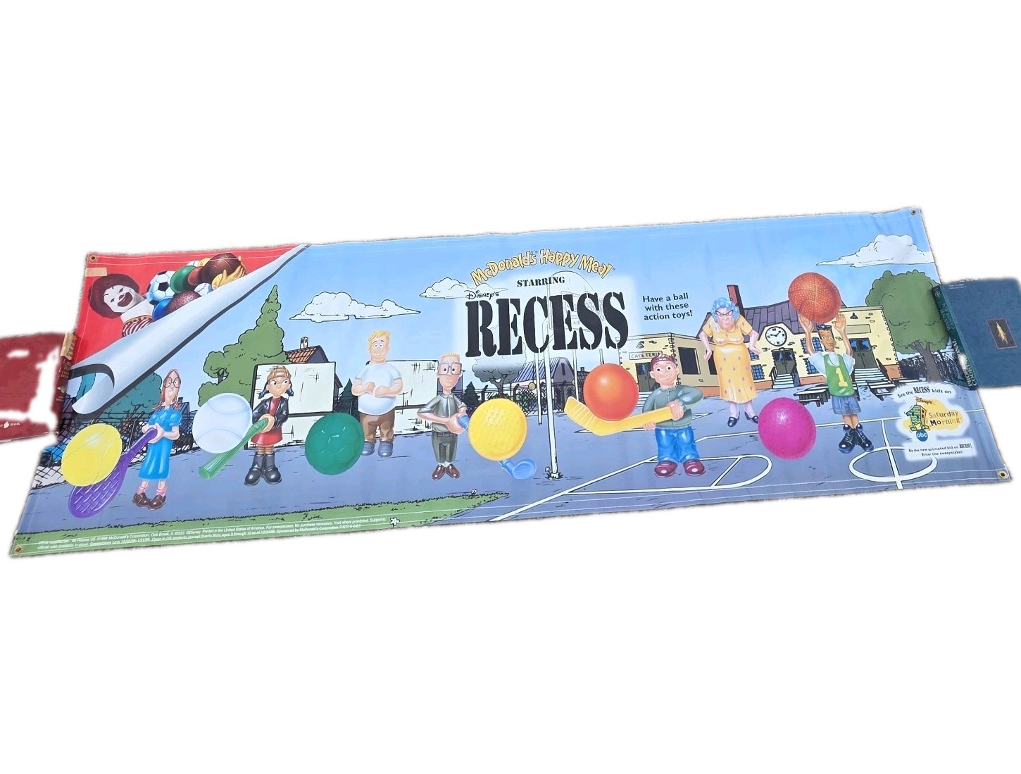 Vintage 1998 McDonald's Happy Meal Large Display Banner Sign Disney's Recess NOS Vintage 1998 McDonald's Happy Meal Large Display Banner Sign Disney's Recess NOS