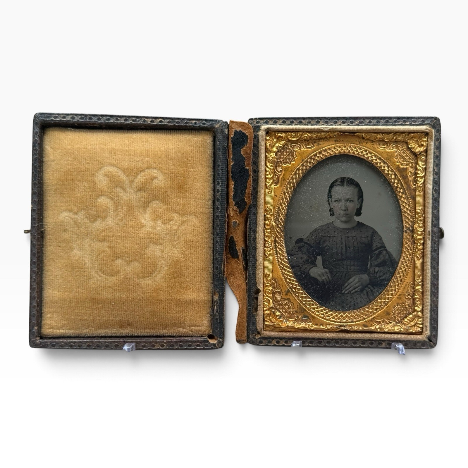 Ambrotype Young Girl Rose Tint Cheeks 3x2.25