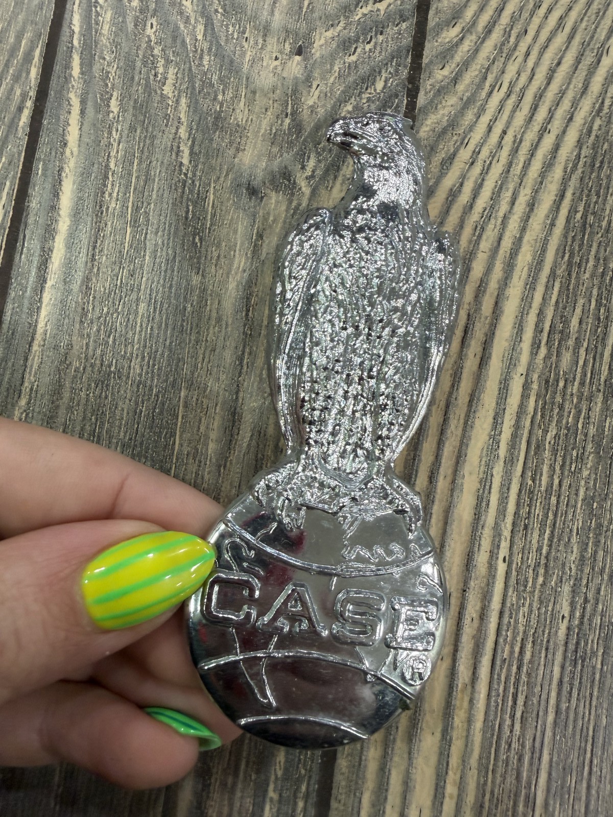 Vintage CASE Eagle on Globe Emblem Badge Hood Ornament Advertising Agriculture