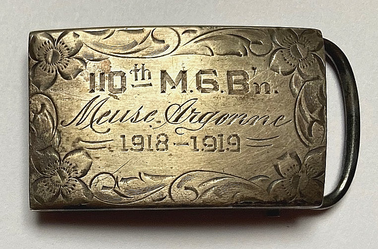 WW1  110th Machine Gun Battalion Meuse-Argonne 29th Division Adjutant Buckle