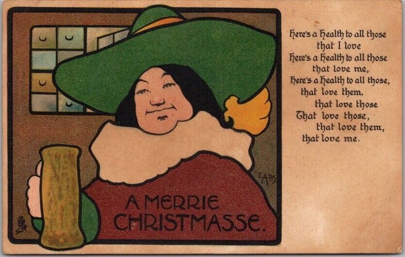 c1910s TUCK\'S Artist-Signed EARIS Christmas Postcard \
