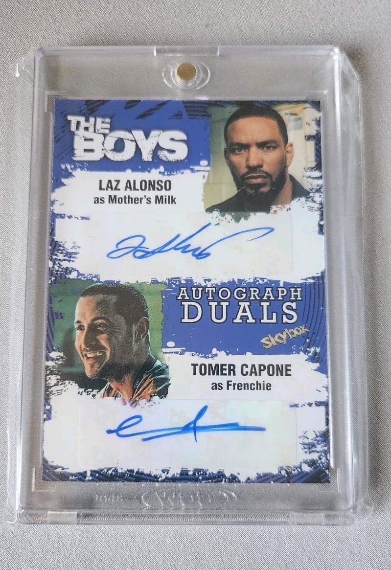 2025 Skybox The Boys Dual Auto Laz Alonso Mother's Milk Tomer Capone Frenchie 2025 Skybox The Boys Dual Auto Laz Alonso Mother's Milk Tomer Capone Frenchie