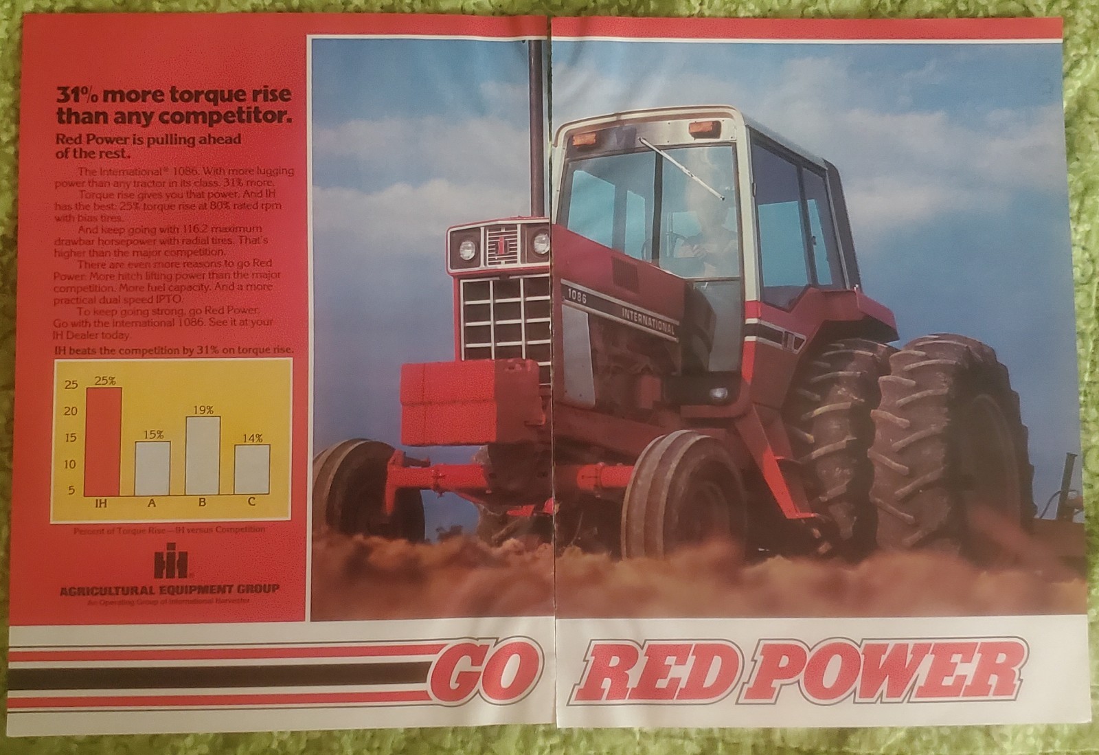 1979 GO RED POWER Tractor Print  Advertisement International Harvester 1086