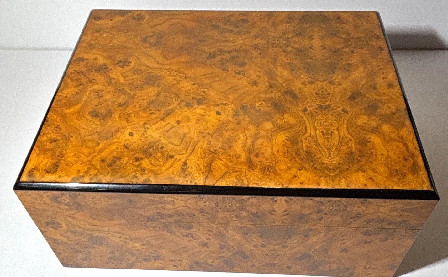 Thomas Cristiano Burl Vintage Wood Cigar Humidor Box Humidifier Made in Italy