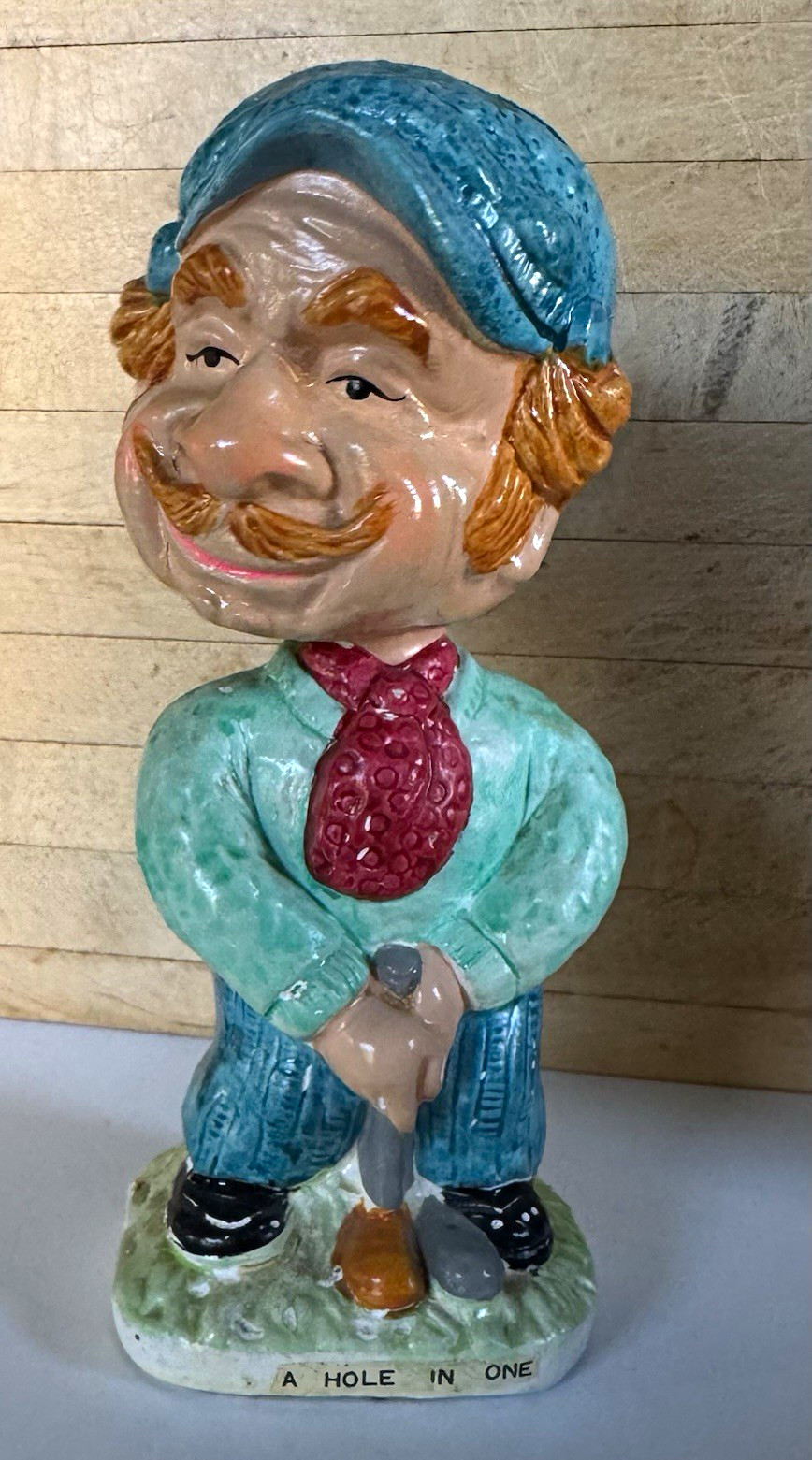 Vintage 1960s Wales Japan Golfer Bobblehead Bank A Hole In One Ceramic Nodder
