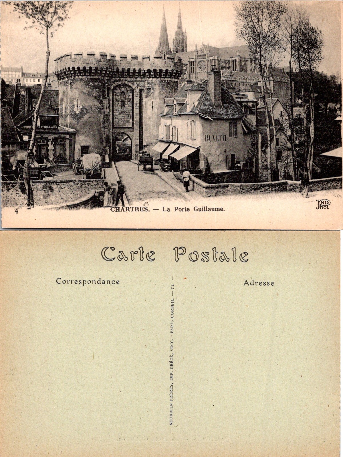 Chartres France La Porte Guillaume Building, Buvette Postcard 73649