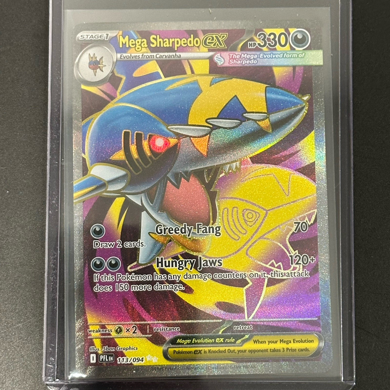 Pokemon TCG Mega Sharpedo EX 113/094 Full Art Ultra Rare Phantasmal Flames NM