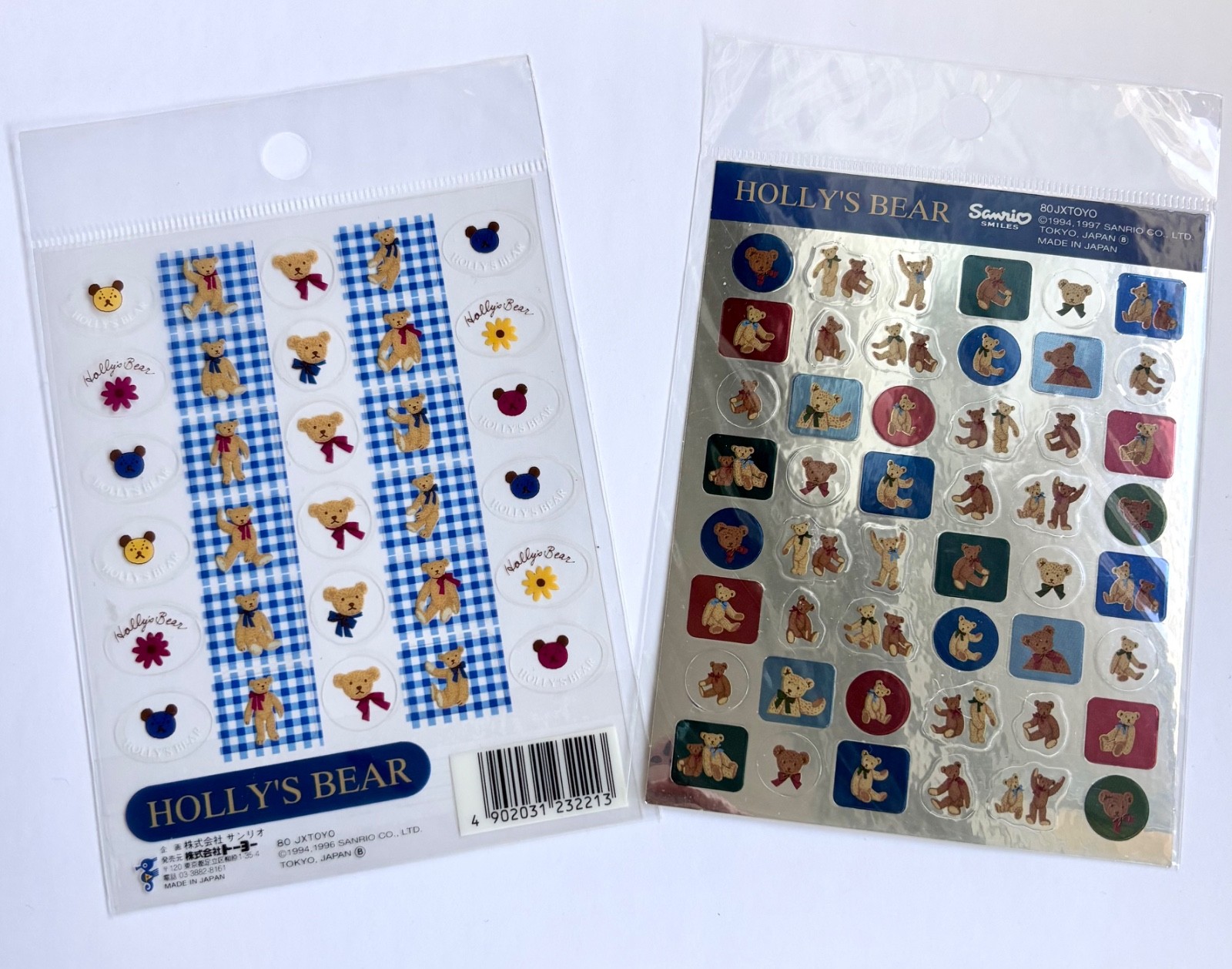 Sanrio 1996 1997 HOLLY'S BEAR Vintage Lot of 2 Sticker Sheets HTF NIP NEW NOS
