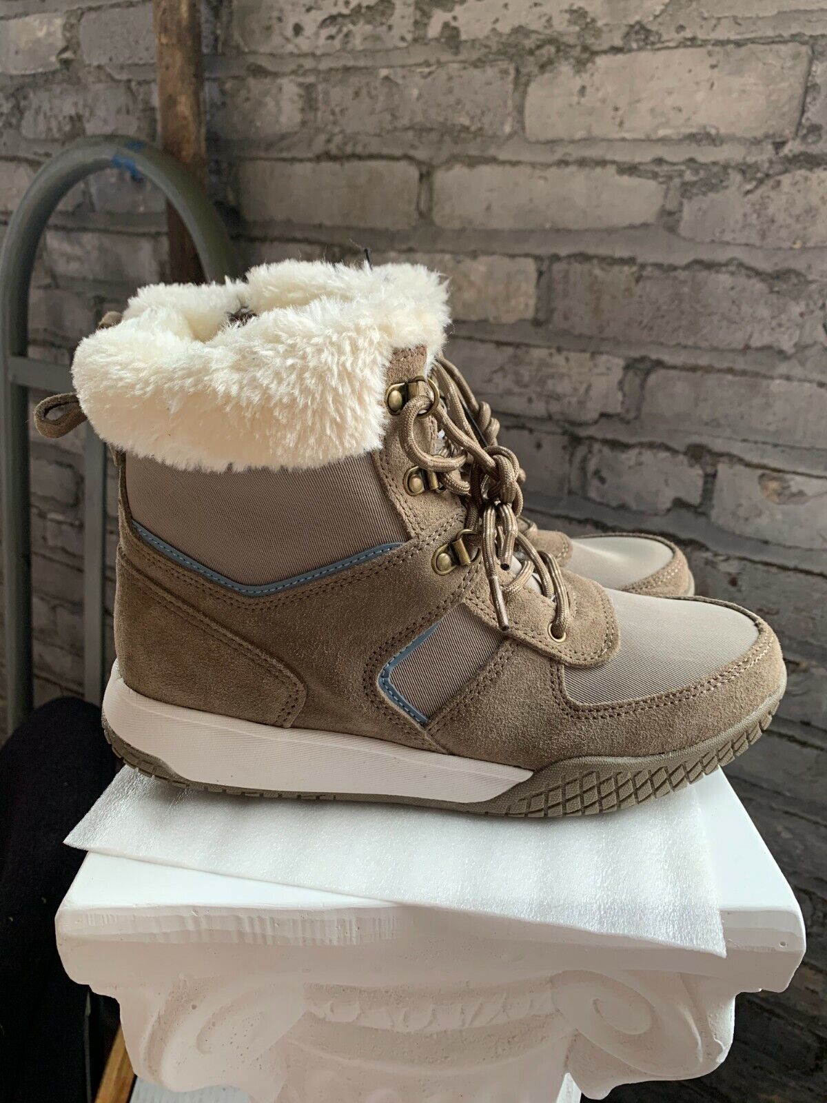 NEW Women's Weatherproof Chloe Leather Winter Boot Tan / Blue Pick Size