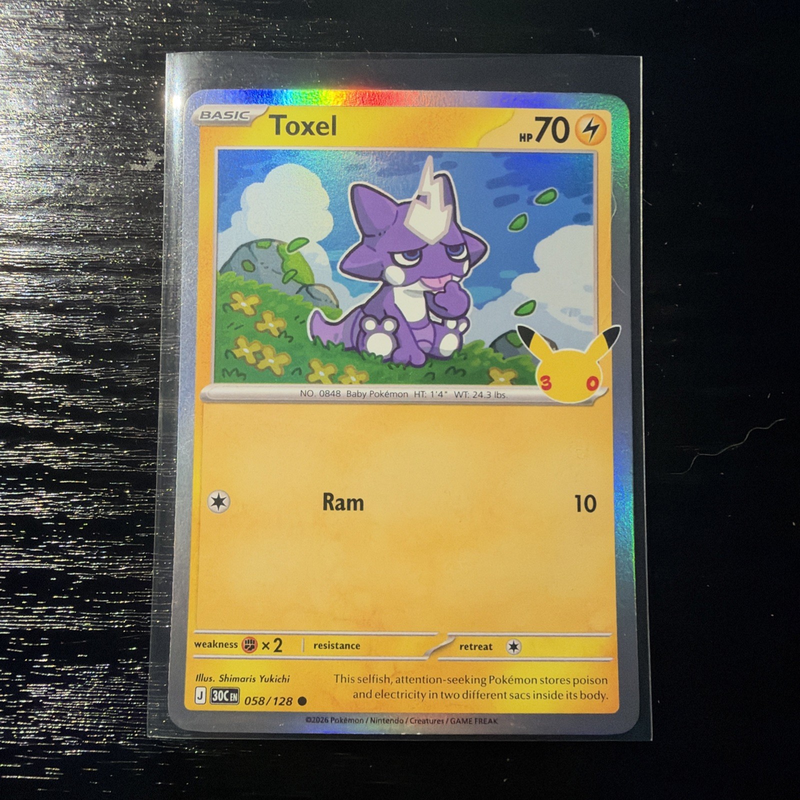 Pokemon TCG Toxel 058/128 Common ME: 30th Celebration Holo Near Mint