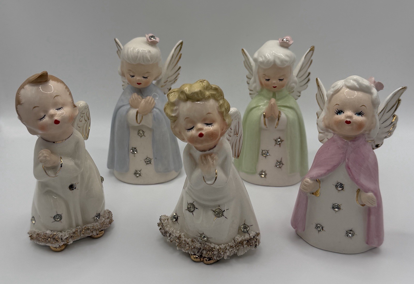 VINTAGE 1950s 5 ceramic praying angel manufactured in Japan Fine Quality A