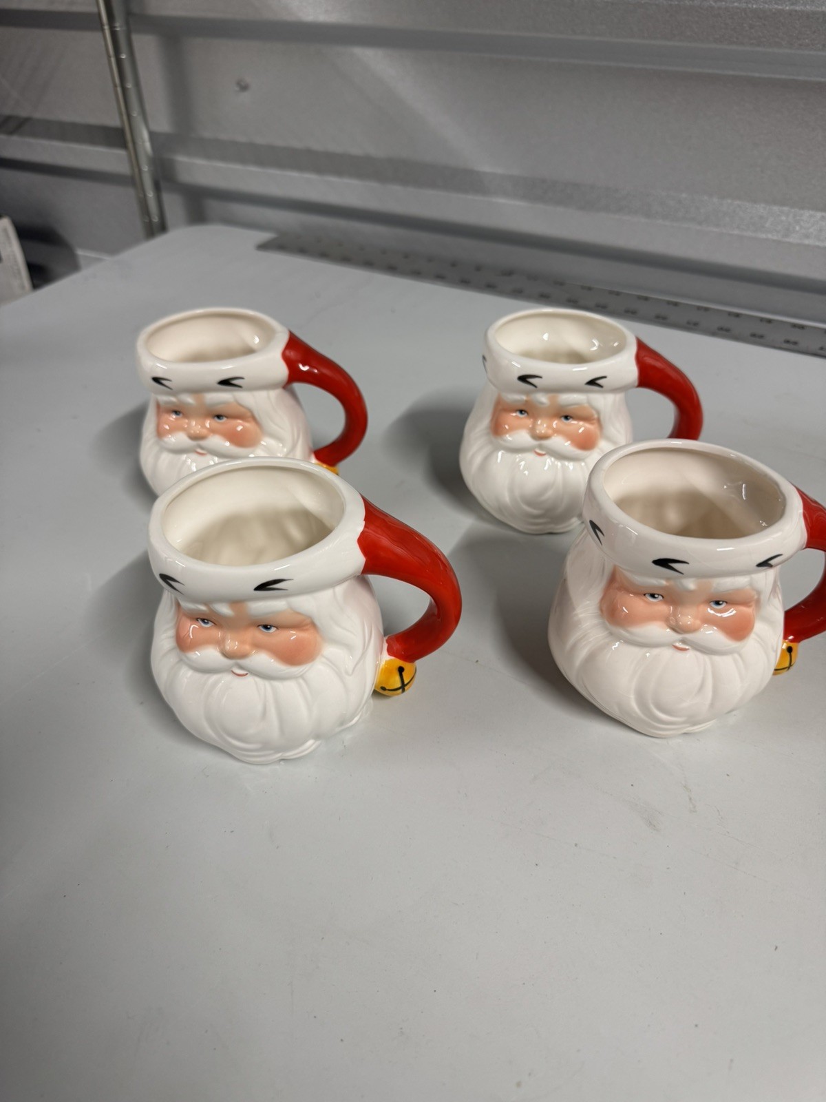 Vintage Jolly Santa Mugs Set Of 4 W/Box Ceramic Avon 1986