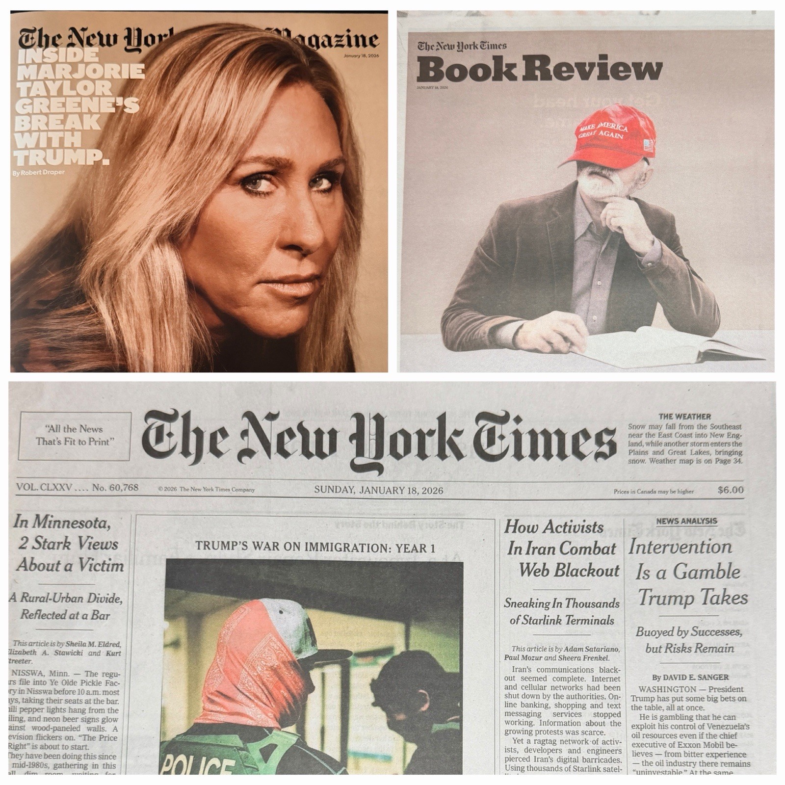 The New York Times Newspaper January 18 2026 SUNDAY Complete Print Paper UNREAD