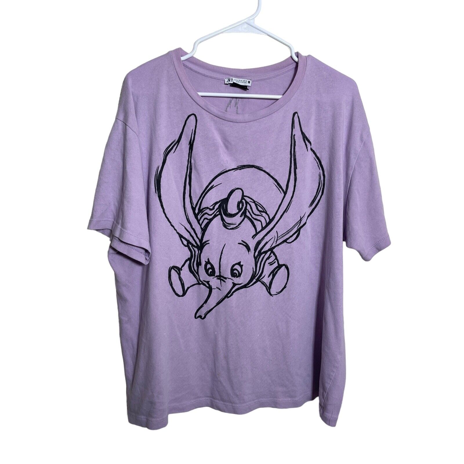 Zara Disney Dumbo Shirt Women's XL Purple Short Sleeve Dumbo and Timothy