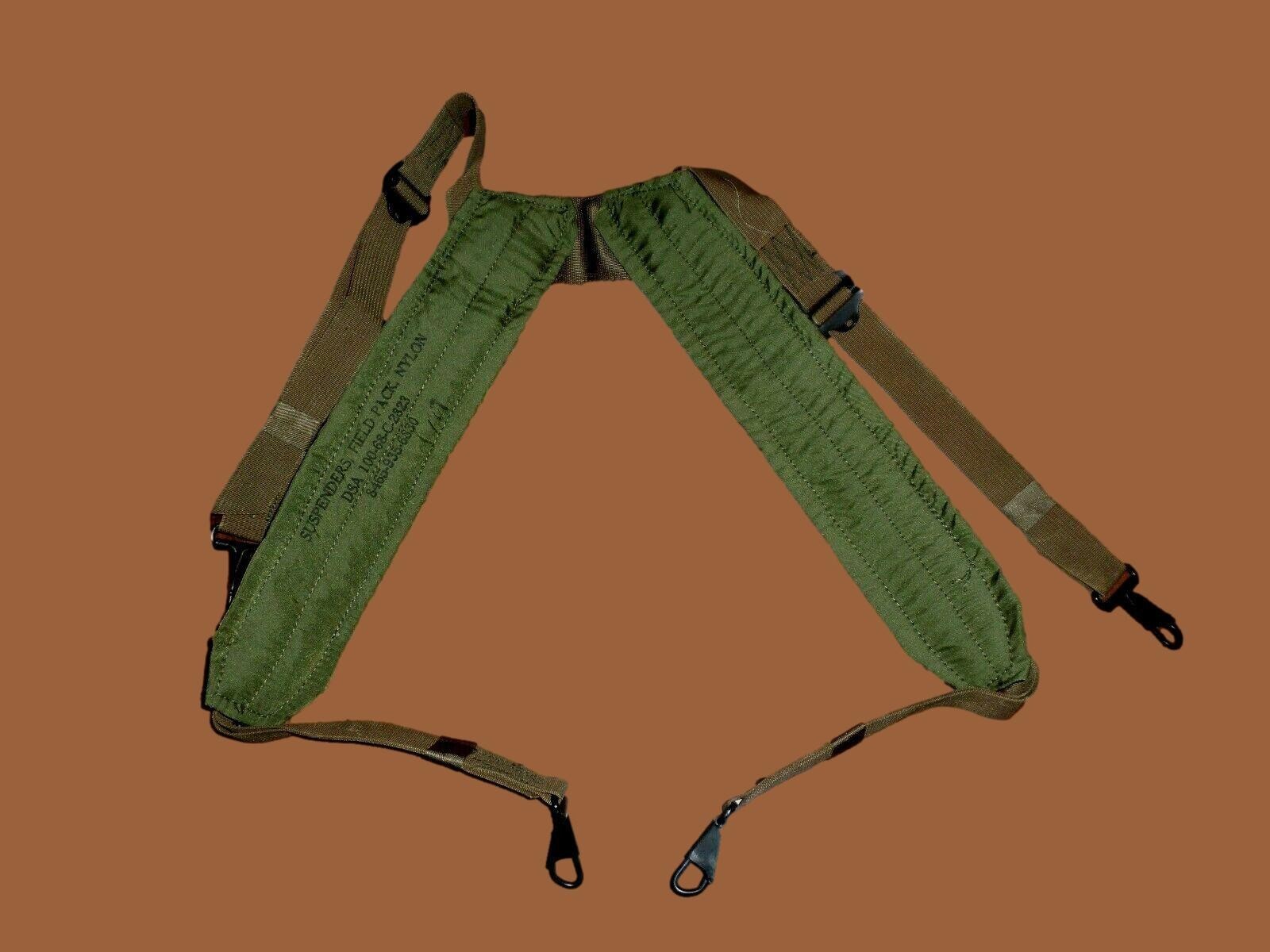 U.S MILITARY VIETNAM LC 1 H PATTERN FIELD PACK COMBAT SUSPENDERS M-1967 NEW NOS