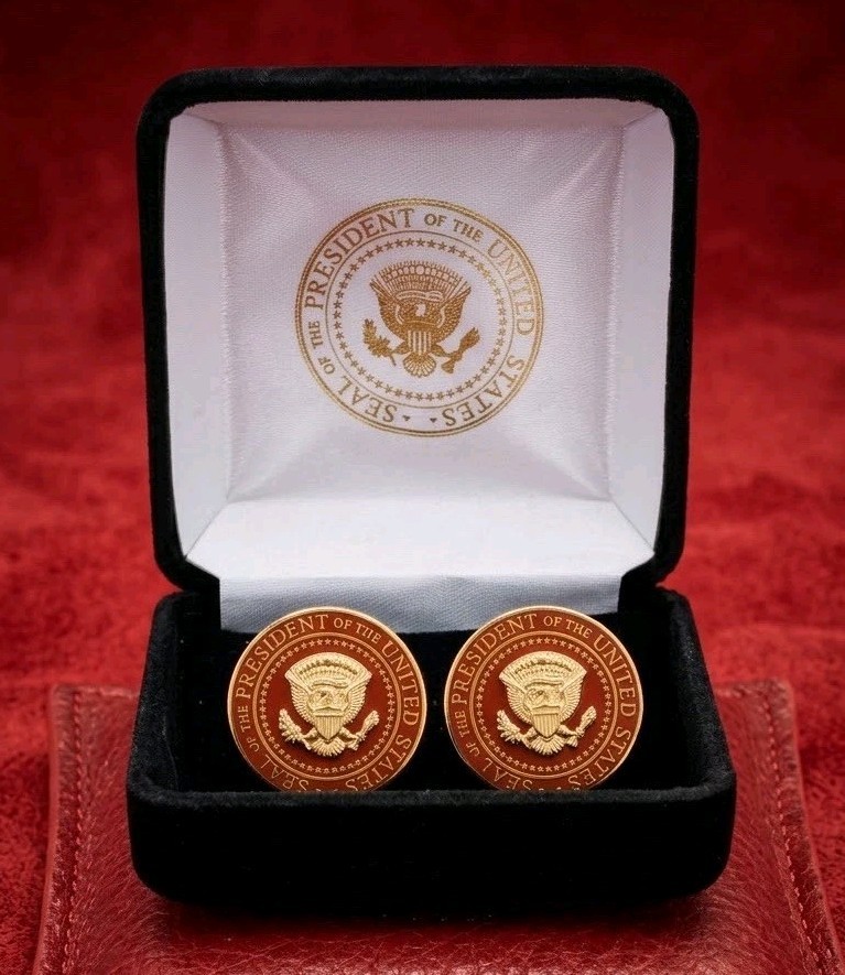 ULTRA RARE President Donald J. Trump Red VIP Seal & Signature Cabinet Cufflinks