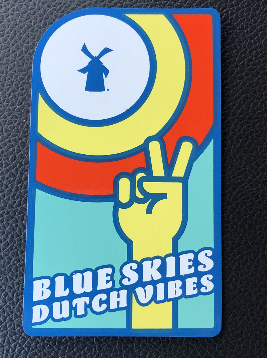 DUTCH Bros STICKER June 2020 BLUE Skies VIBES Peace FINGERS Rare OLD Stock