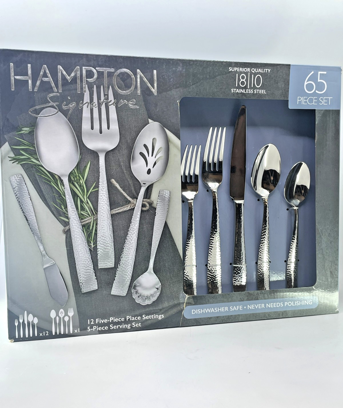Hampton Forge Signature 18/10 Stainless Steel Flatware 65-Piece Set - Brand New