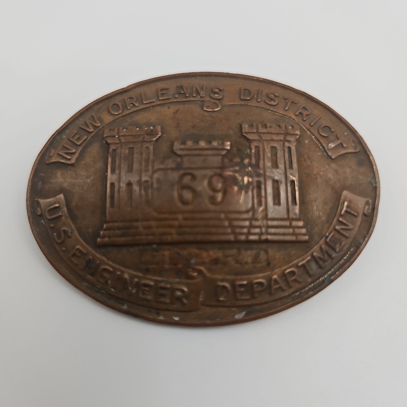 WWII Era US Engineer Department Corps New Orleans District 69 Badge Antique