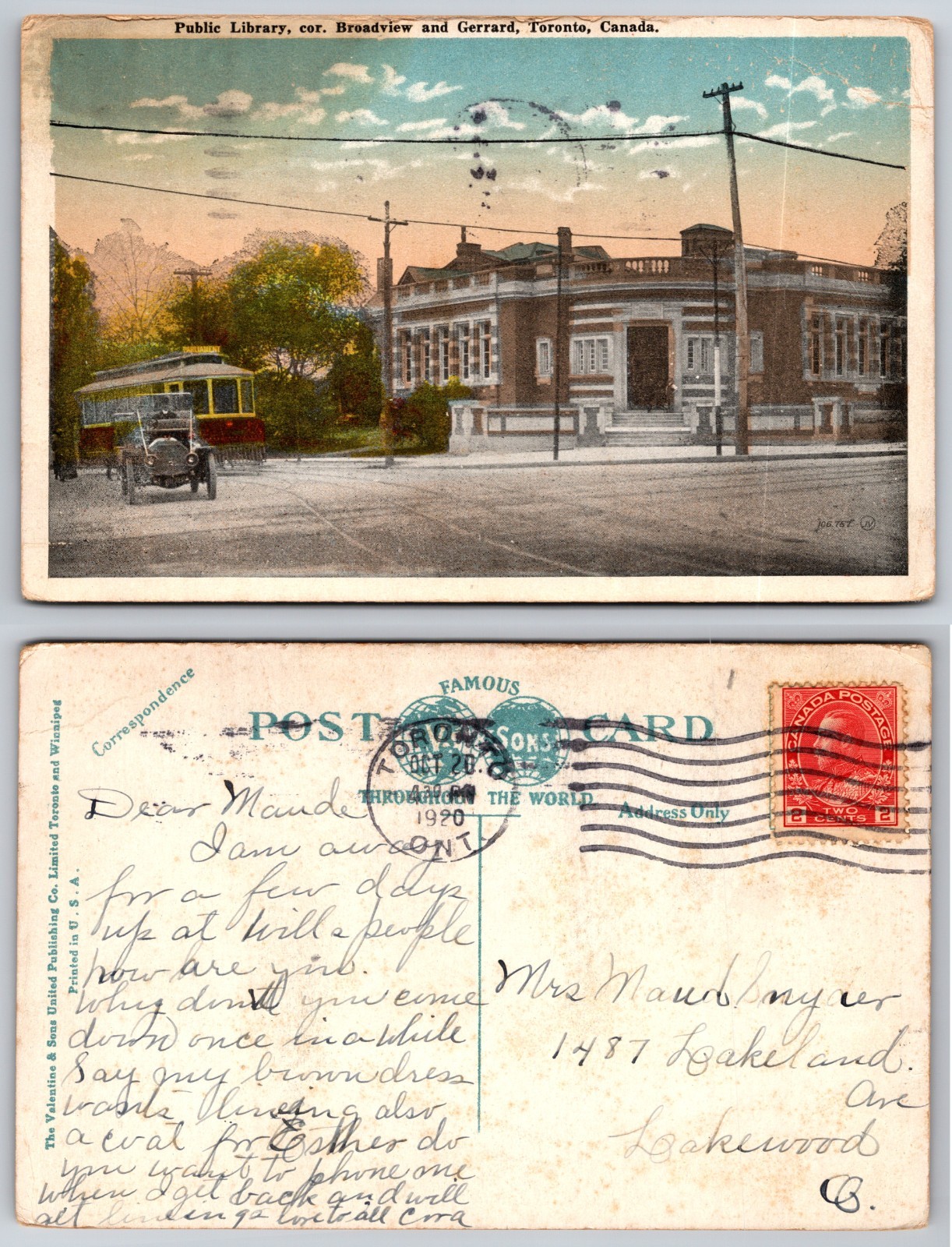 Public Library Broadview Gerrard Toronto Canada Postcard