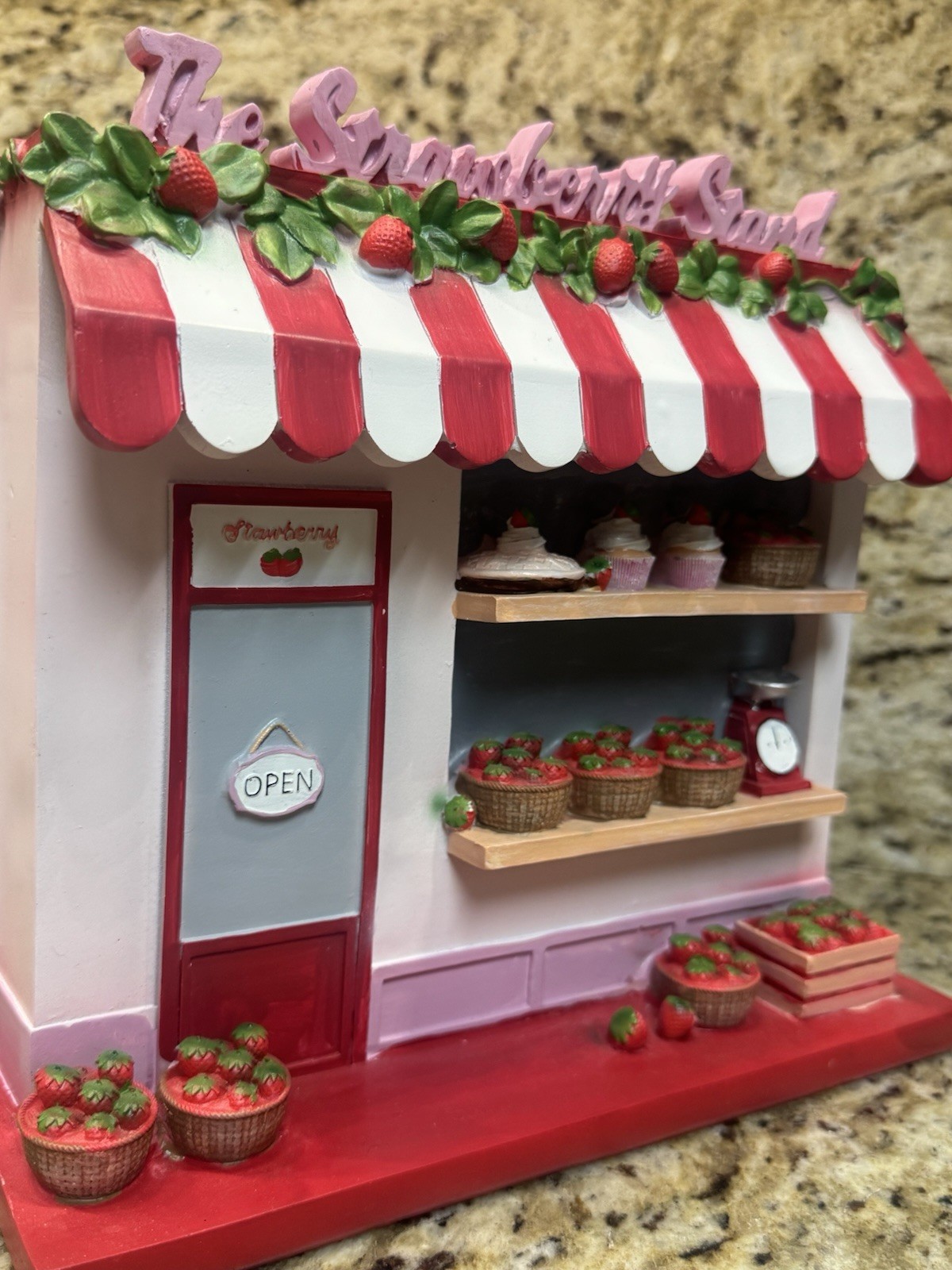 Dabney Lee Strawberry Stand Figurine Red Pink Decorative Display Sweet