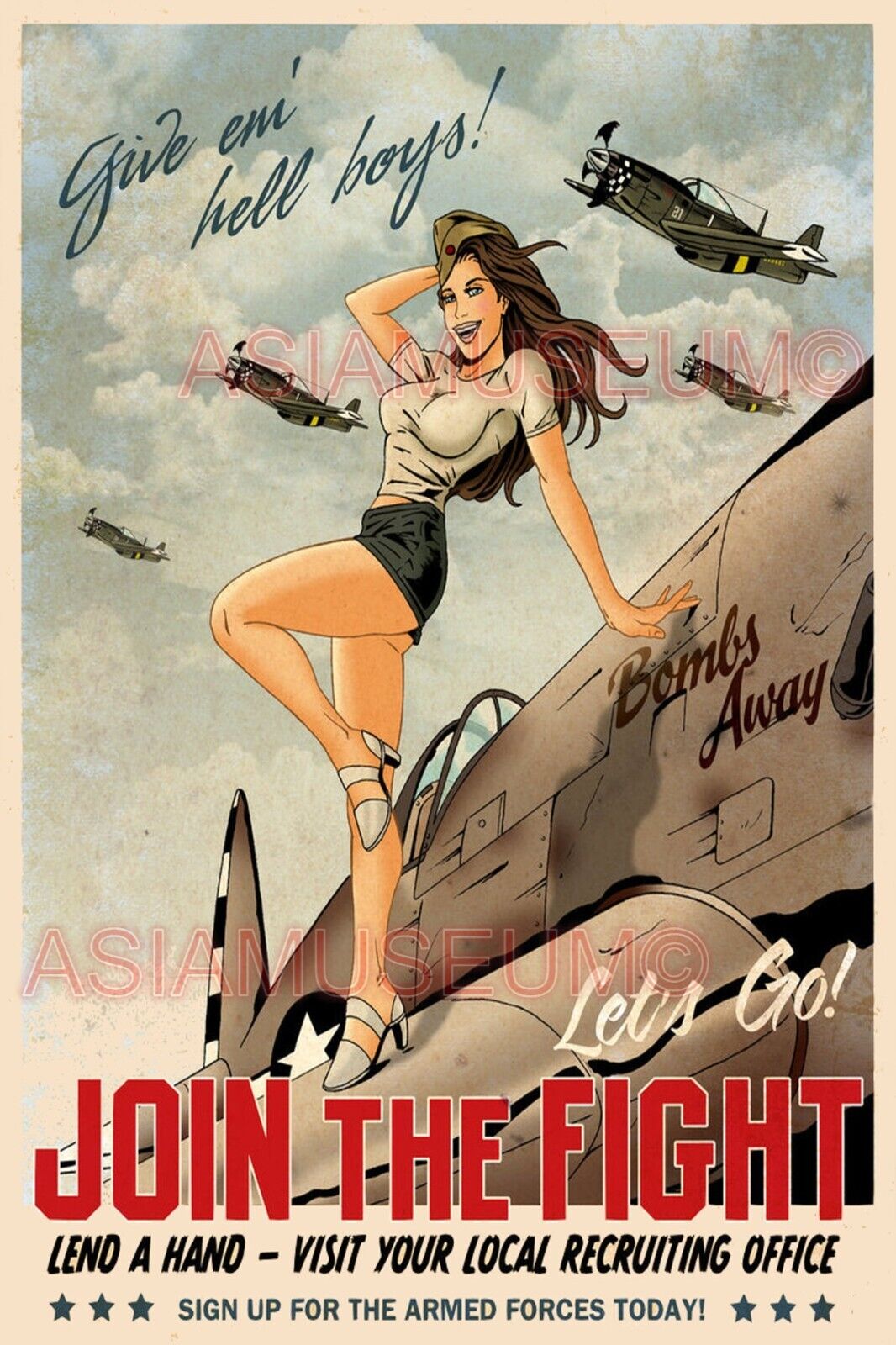 1941 WWii USA AMERICA PIN UP SEXY WOMEN PILOT AIRCRAFT PLANE PROPAGANDA Postcard