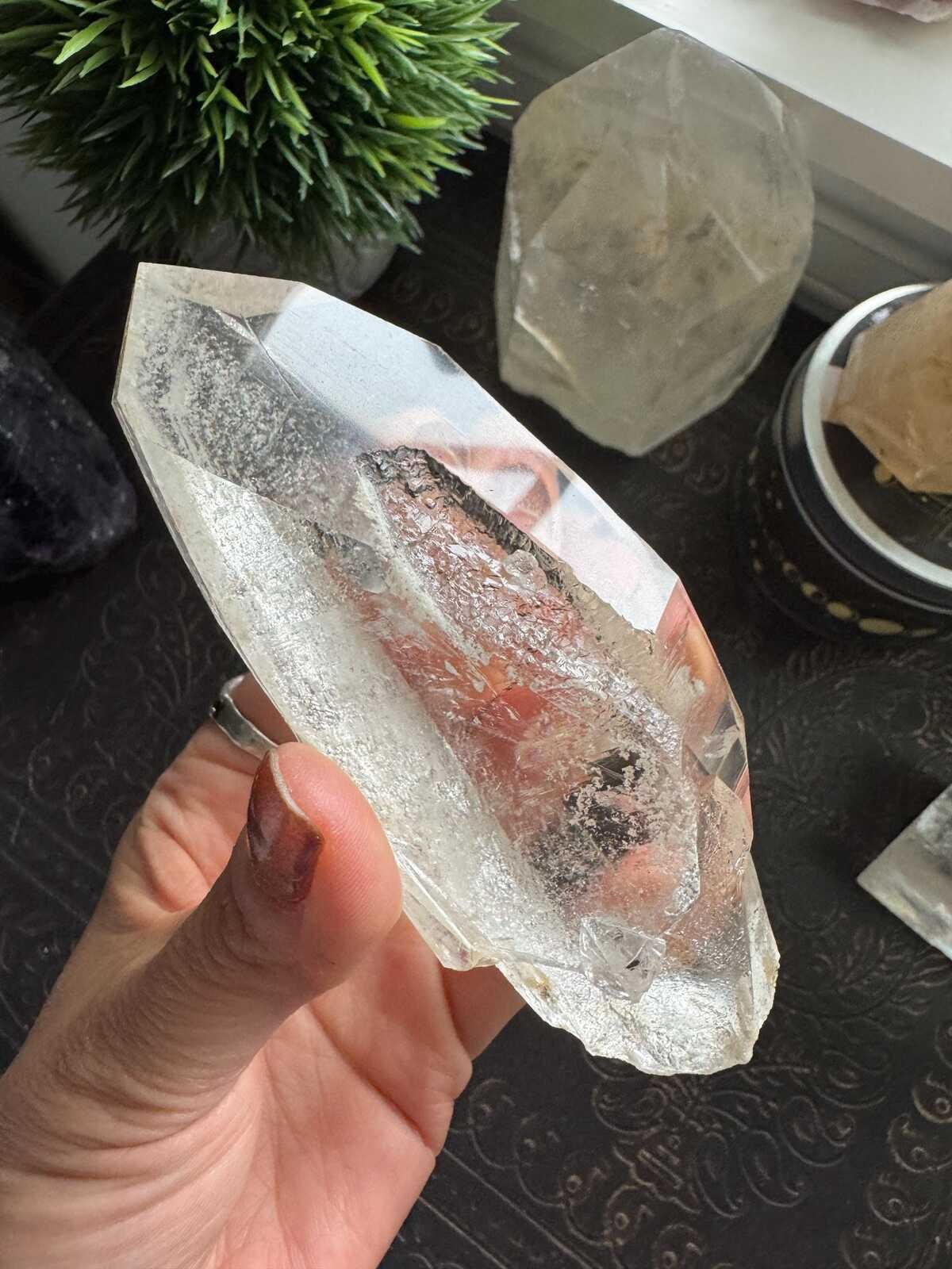 Smoky Lemurian Inclusion Starbrary Quartz Crystal Point Seed Crystal Brazil A7