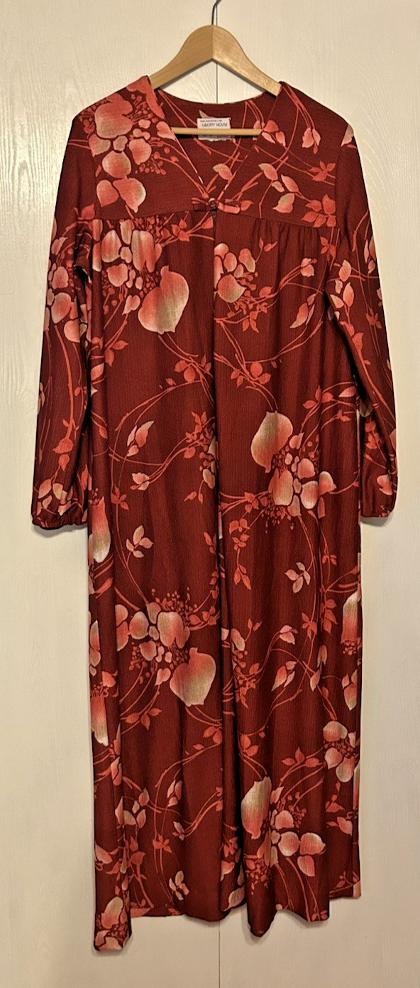 Vintage Liberty House Mako Hawaii Muumuu Deep Burgundy Red, Pink, Coral. M-L