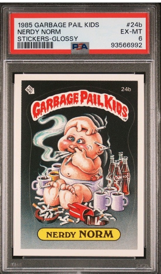 1985 Topps Garbage Pail Kids Series 1 NERDY NORM 24b Glossy PSA 6 EX-MT 1/25 OS1