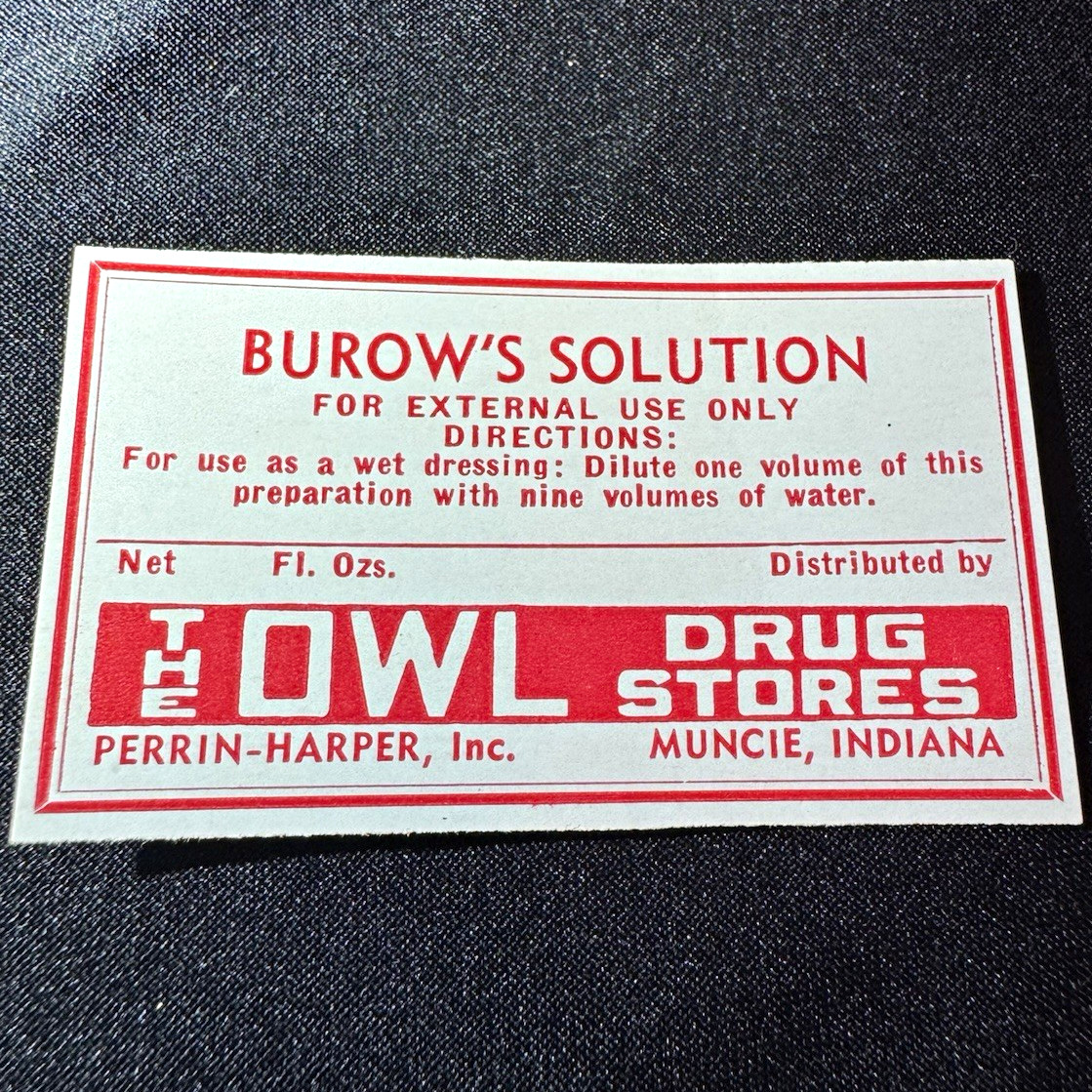 Lot of 3 Vintage Pharmacy Medicine Bottle Labels: Privine, Burow’s, Camphorated