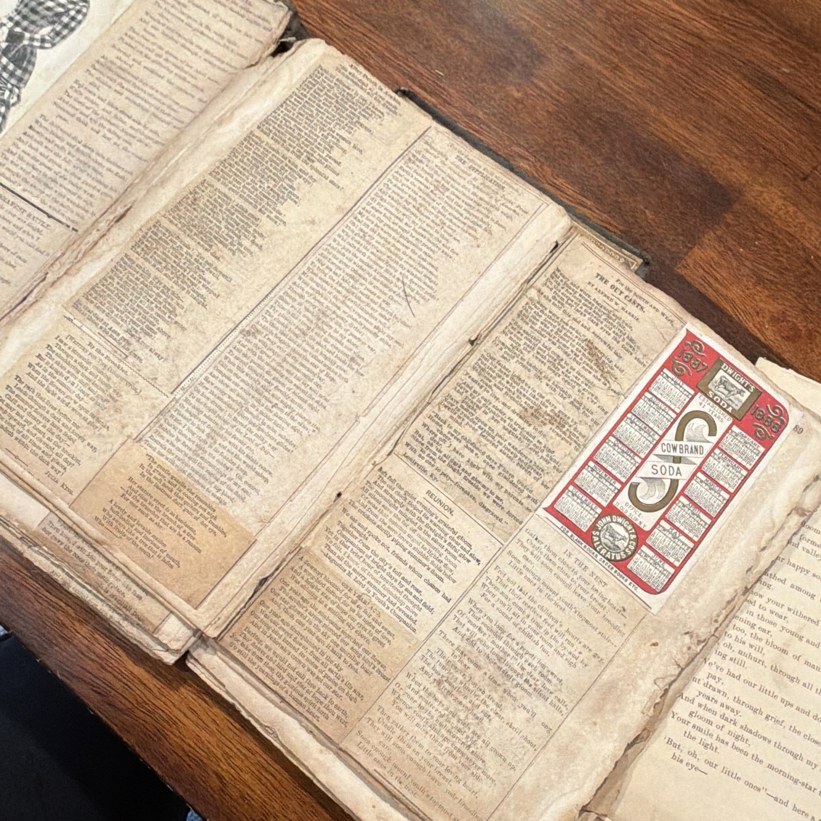 Antique Vintage Scrapbook Album w/ Newspaper Clippings, Ads, Receipts, Ephemera