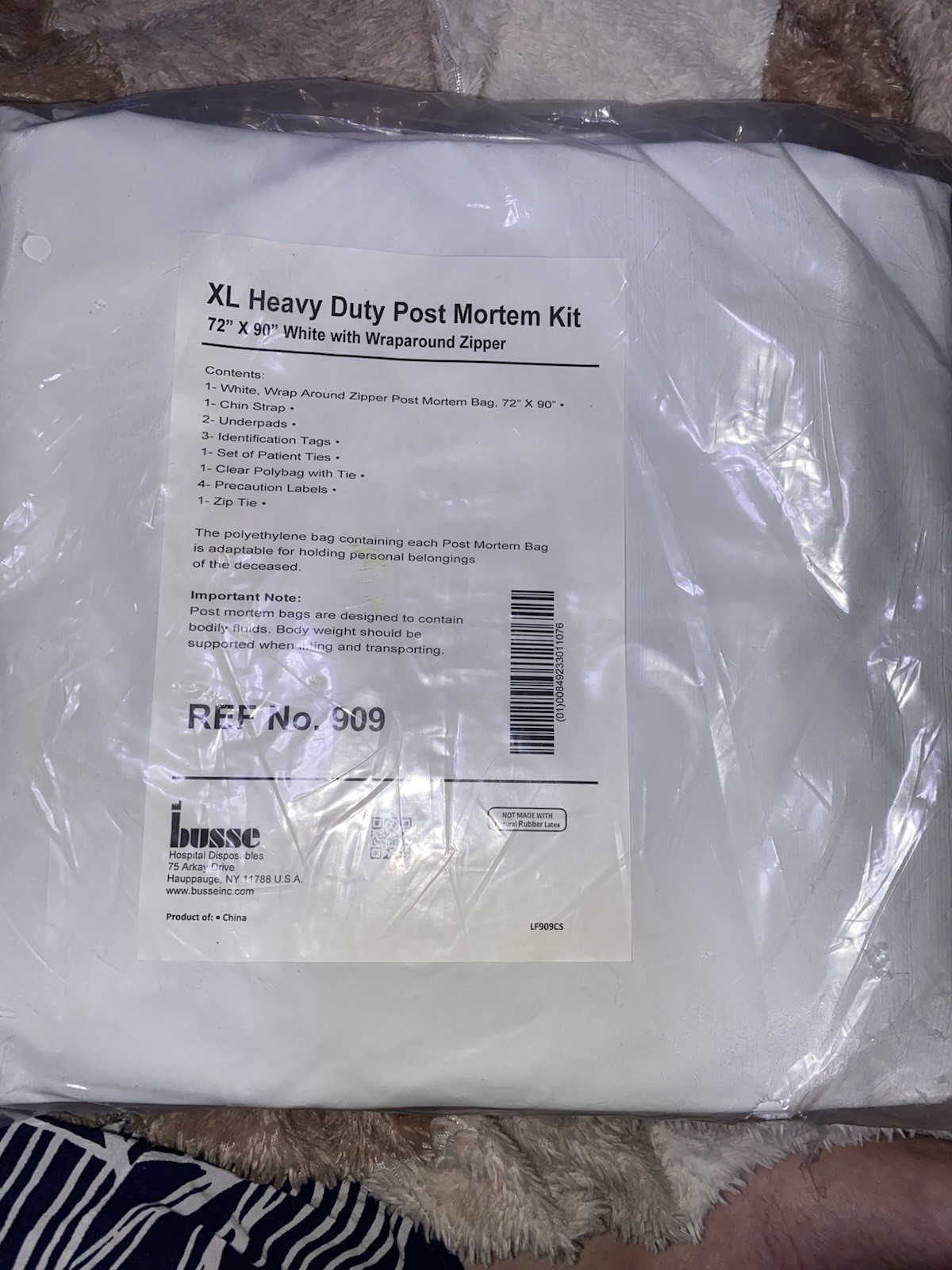 Busse Hospital Post Mortem Kit with Wraparound Zipper Body Bag 909 Heavy Duty XL