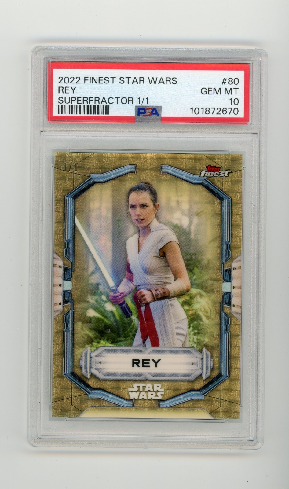 2022 Topps Finest Star Wars Rey #80 Superfractor 1/1 PSA 10 GEM MINT (G)