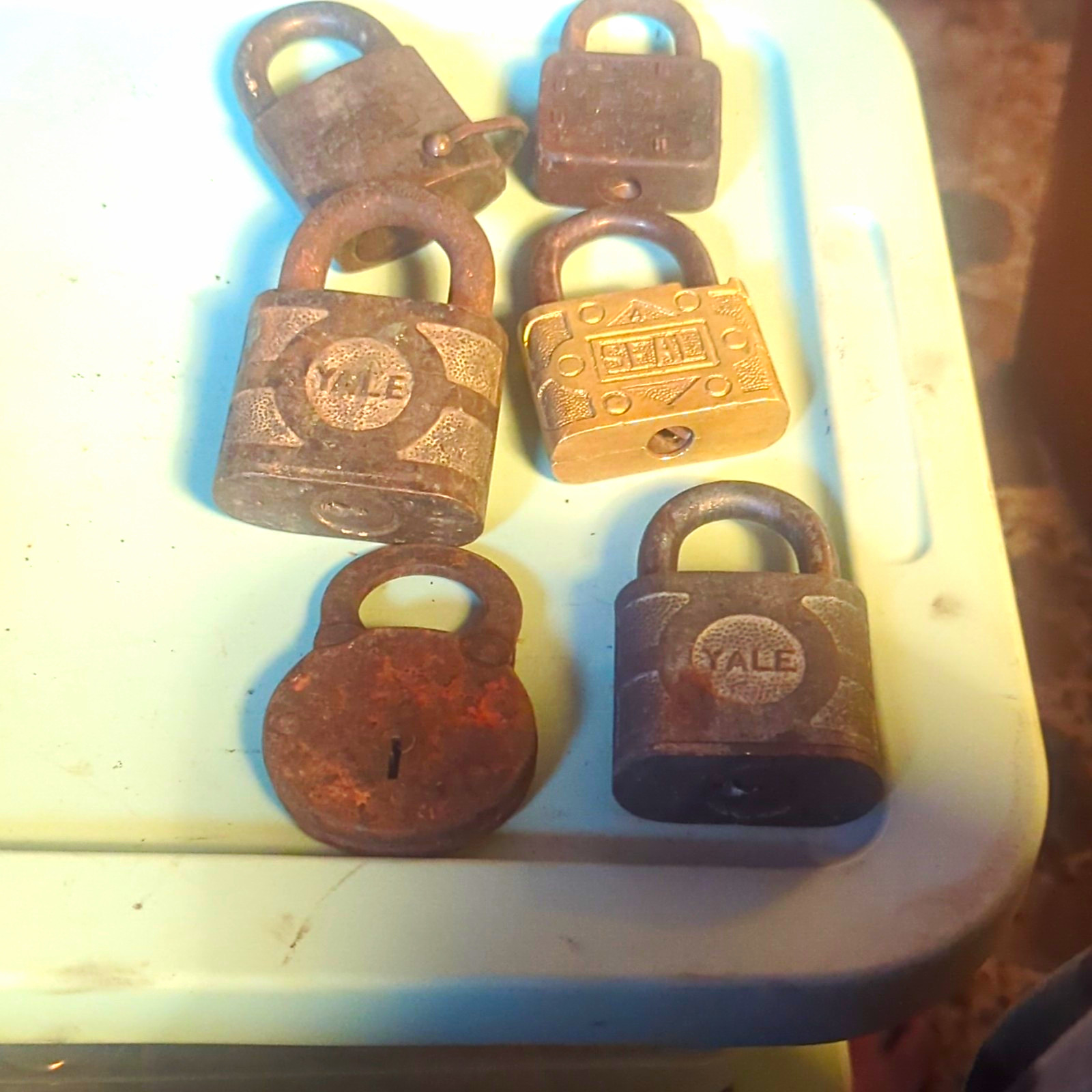Vintage Padlock Lot Yale Sargent Slay Rusty Collectible Antique Locks