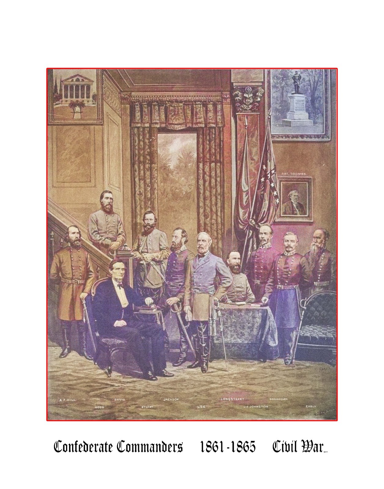 Civil War Confederate Commanders 1861-1865 - 11x14 CANVAS