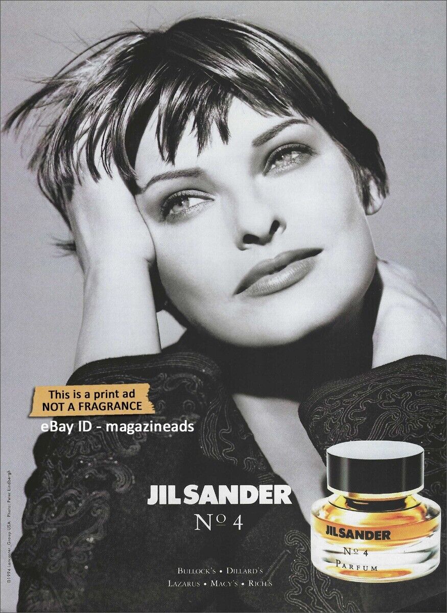 vintage JIL SANDER Fragrances 1-Page PRINT AD 1994 LINDA EVANGELISTA lindbergh
