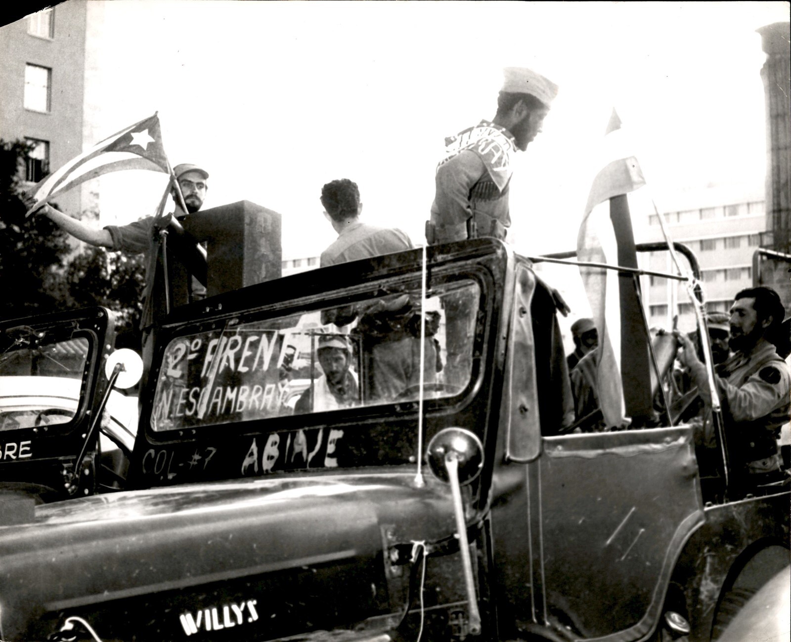LG72 1959 Original Tony Garnet Photo CUBAN REVOLT Military Protest Graffiti Jeep
