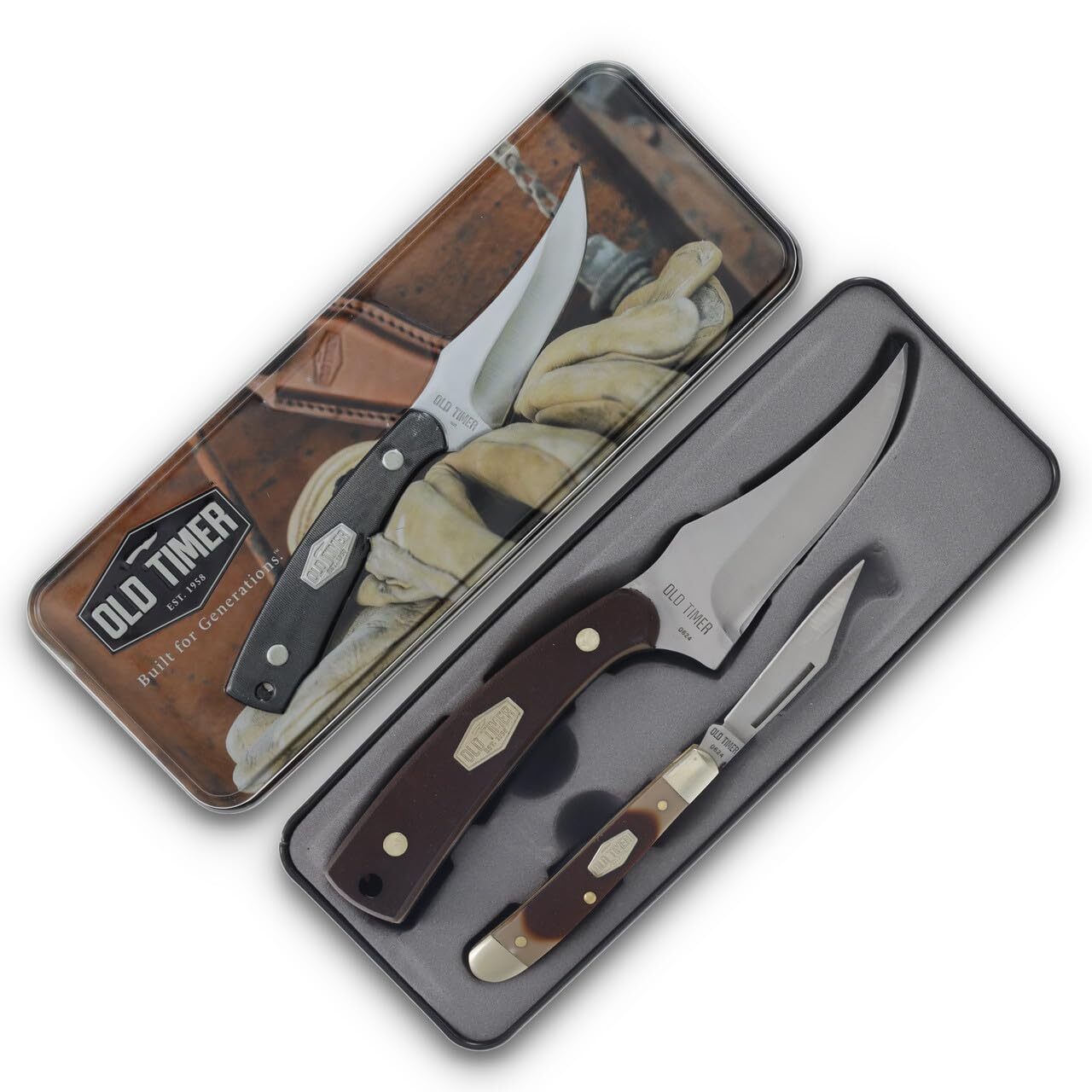 Schrade Sharp Finger 152OT with Sheath & Pal Folder Knife Gift Set � Premium