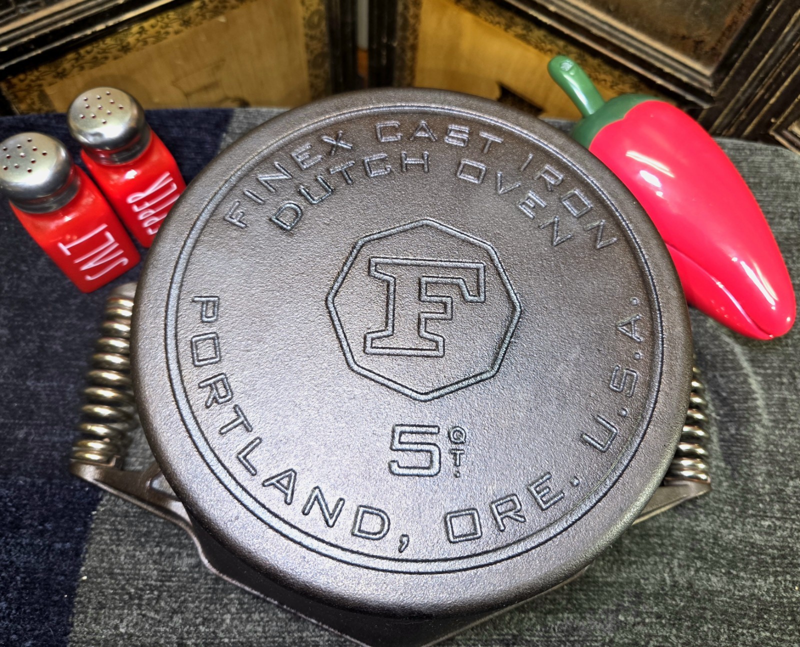 Finex 5qt Cast Iron Dutch Oven Double Cooling Handles and Easy Release Surface