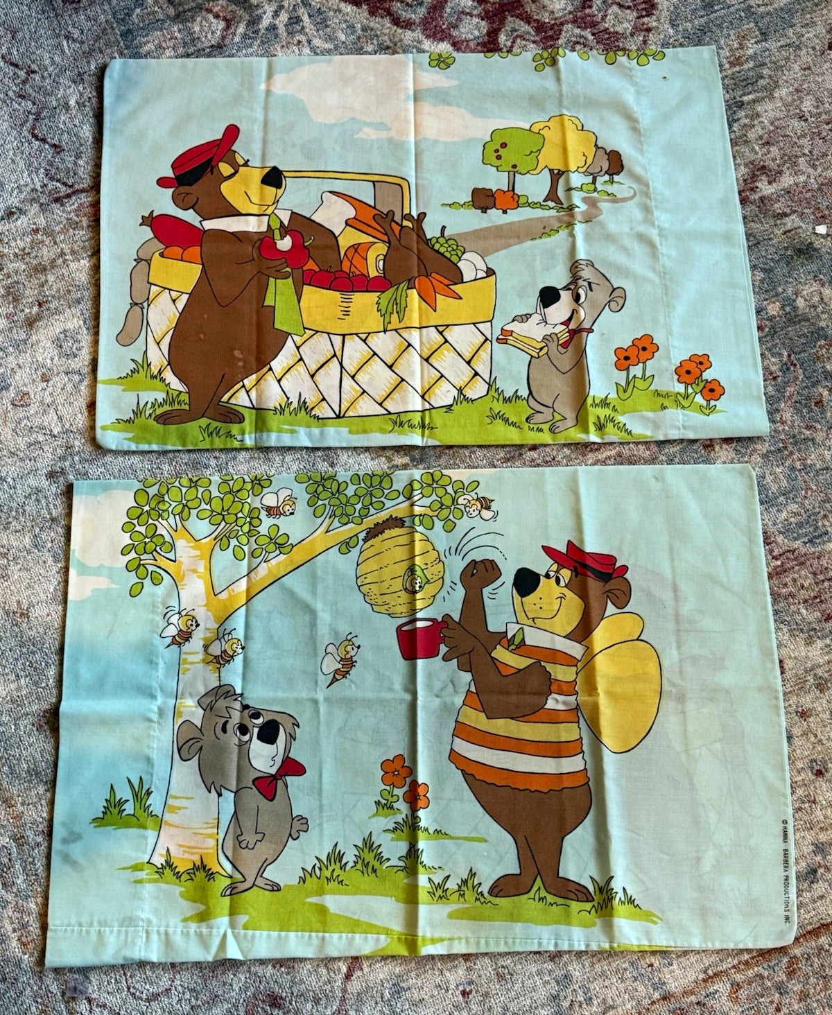Hanna-Barbera Vintage Yogi Bear & Cindy Bear Cartoon Pillowcases Set of 2