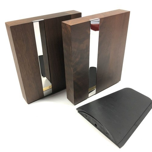 New Factory Sealed NOS — Mid-Century Modern; Jostens GE Walnut & Chrome Bookends