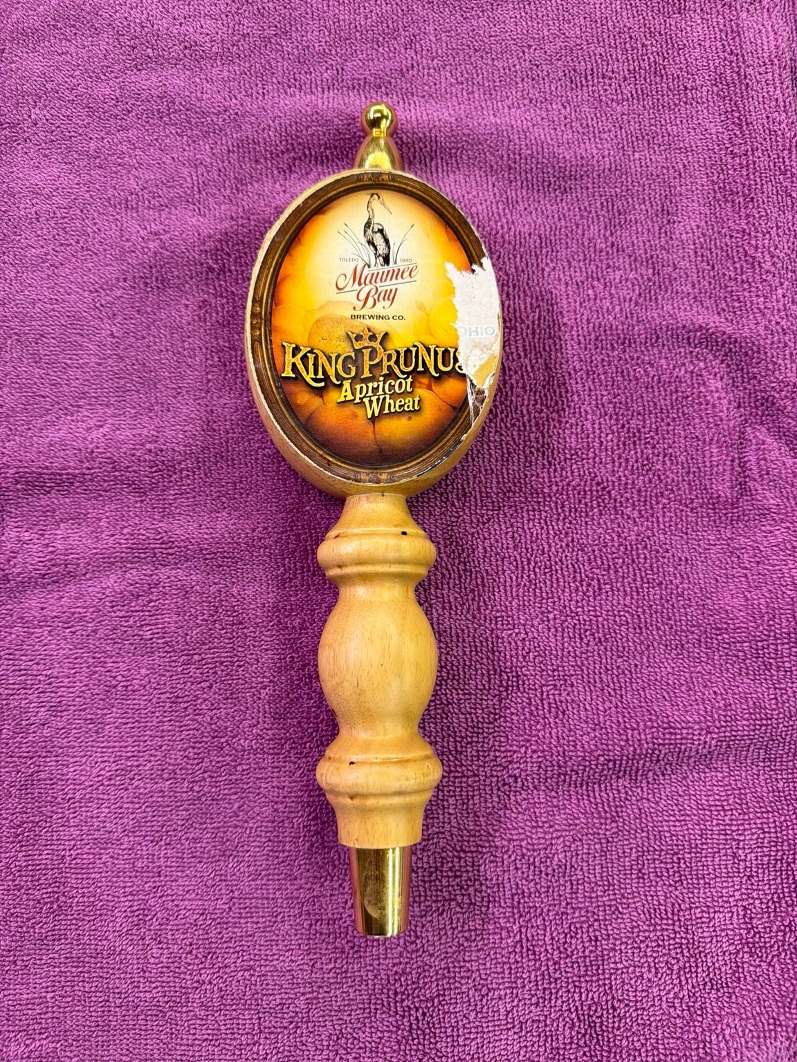 Maumee Bay Brewing King Prunus Apricot Wheat Beer Tap Handle Toledo Ohio Draft T