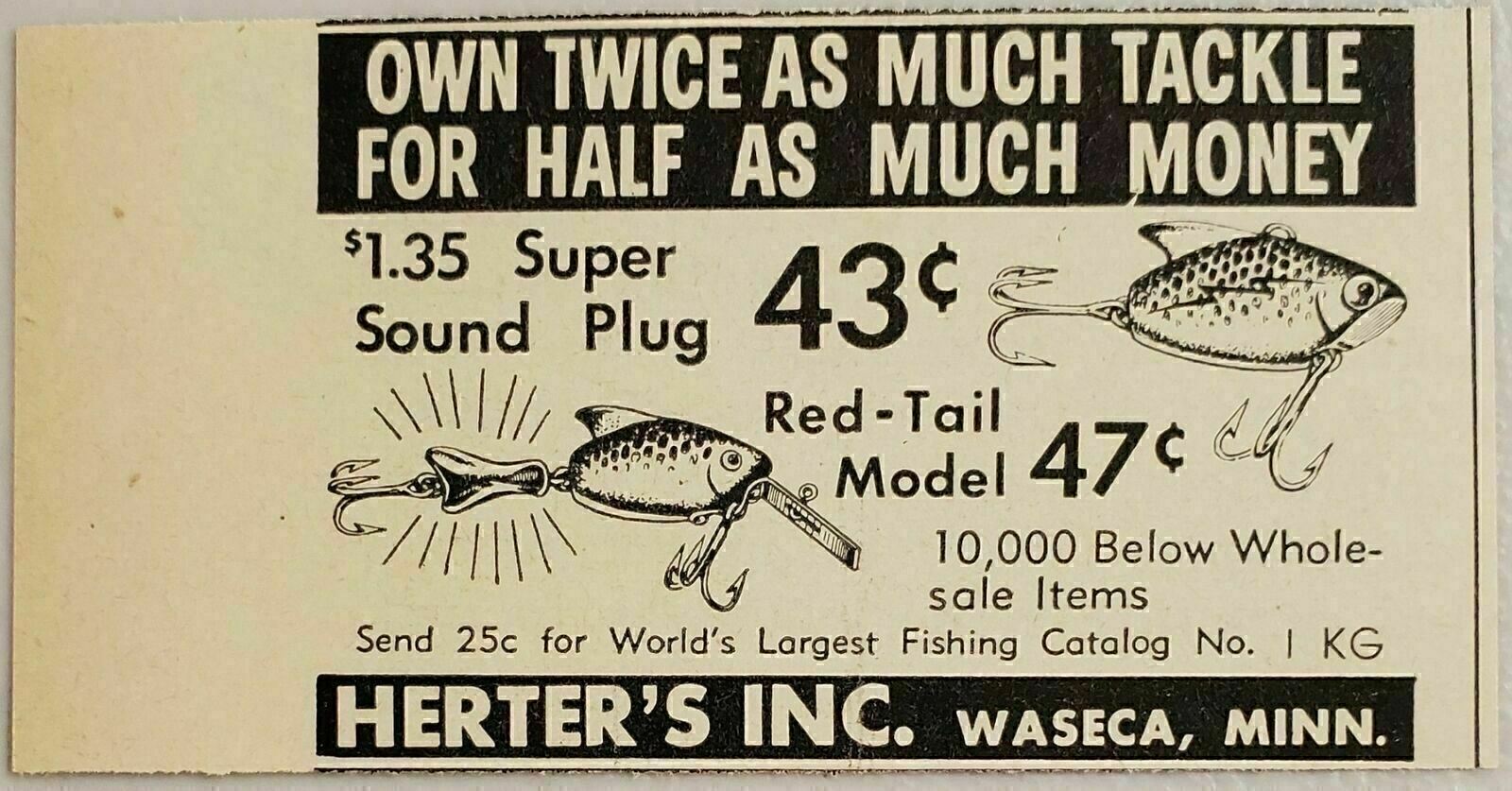 1958 Print Ad Herter\'s Super Sound Plug & Red-Tail Fishing Lures Waseca,MN