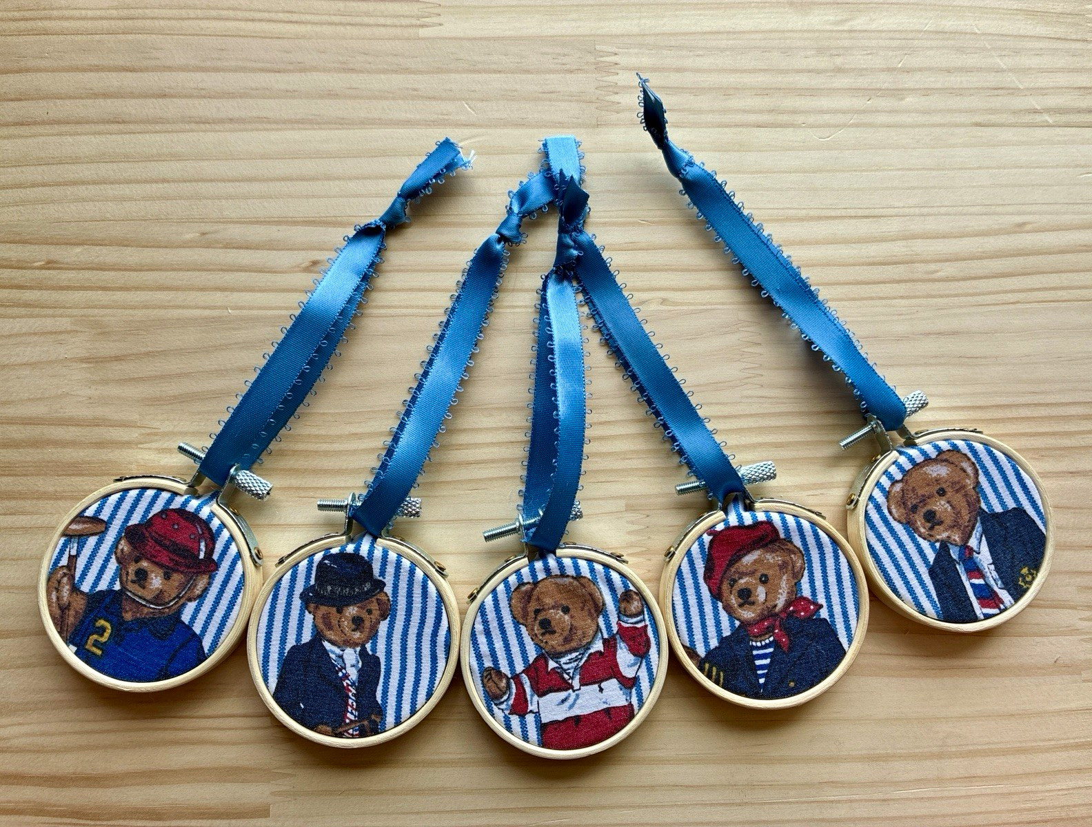 Set of 5 Ralph Lauren Polo Bear Ornaments Wall Hanging Preppy Jockey Mancave