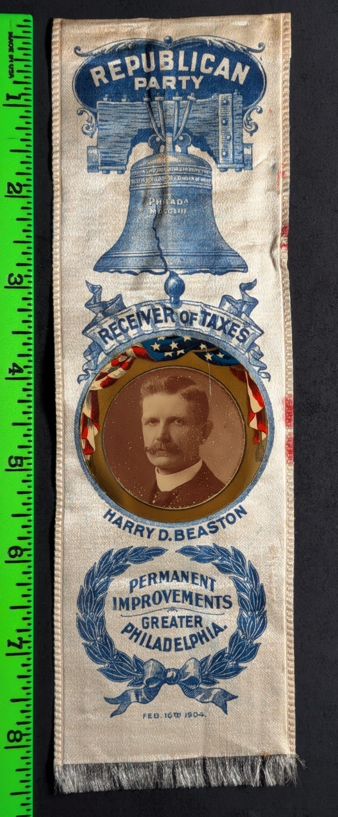 Antique 1904 Photo Harry Beaston Republican Party Philadelphia Political Ribbon Antique 1904 Photo Harry Beaston Republican Party Philadelphia Political Ribbon