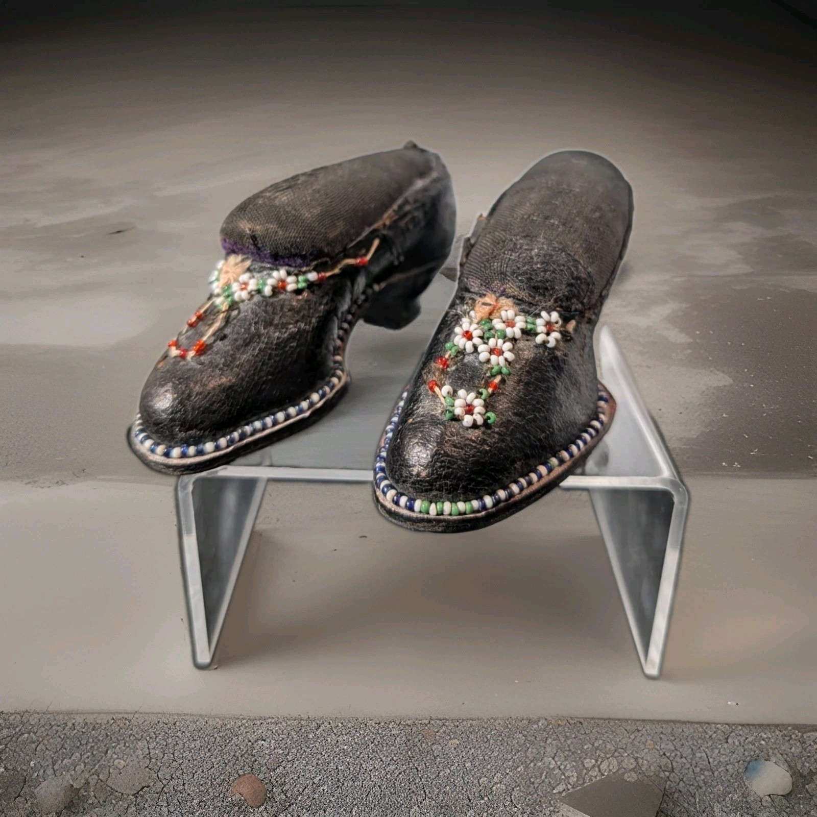 Antique Or Vintage Hand Beaded Victorian Heeled Shoe Pin Cushion Cottagecore 