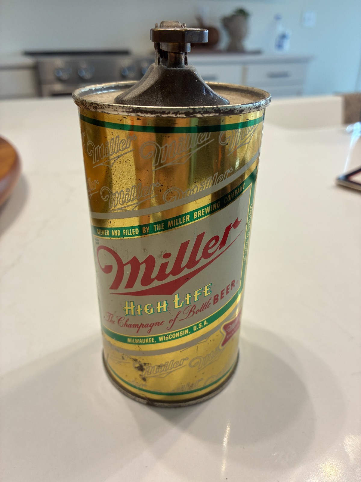 Vintage 1960s Kramer Miller High Life Beer Full Size Can Table Cigarette Lighter