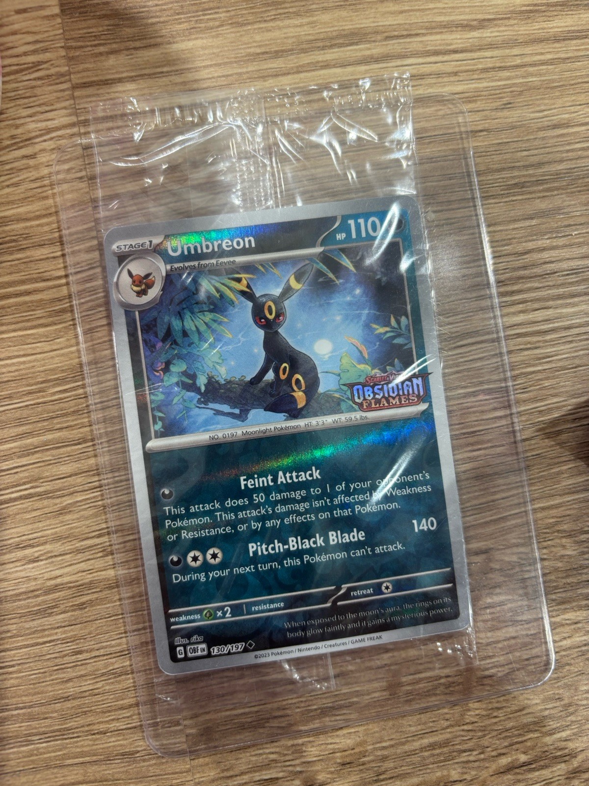 Umbreon 130/197 Obsidian Flames Reverse Holo Stamped Sealed Promo English Stamp