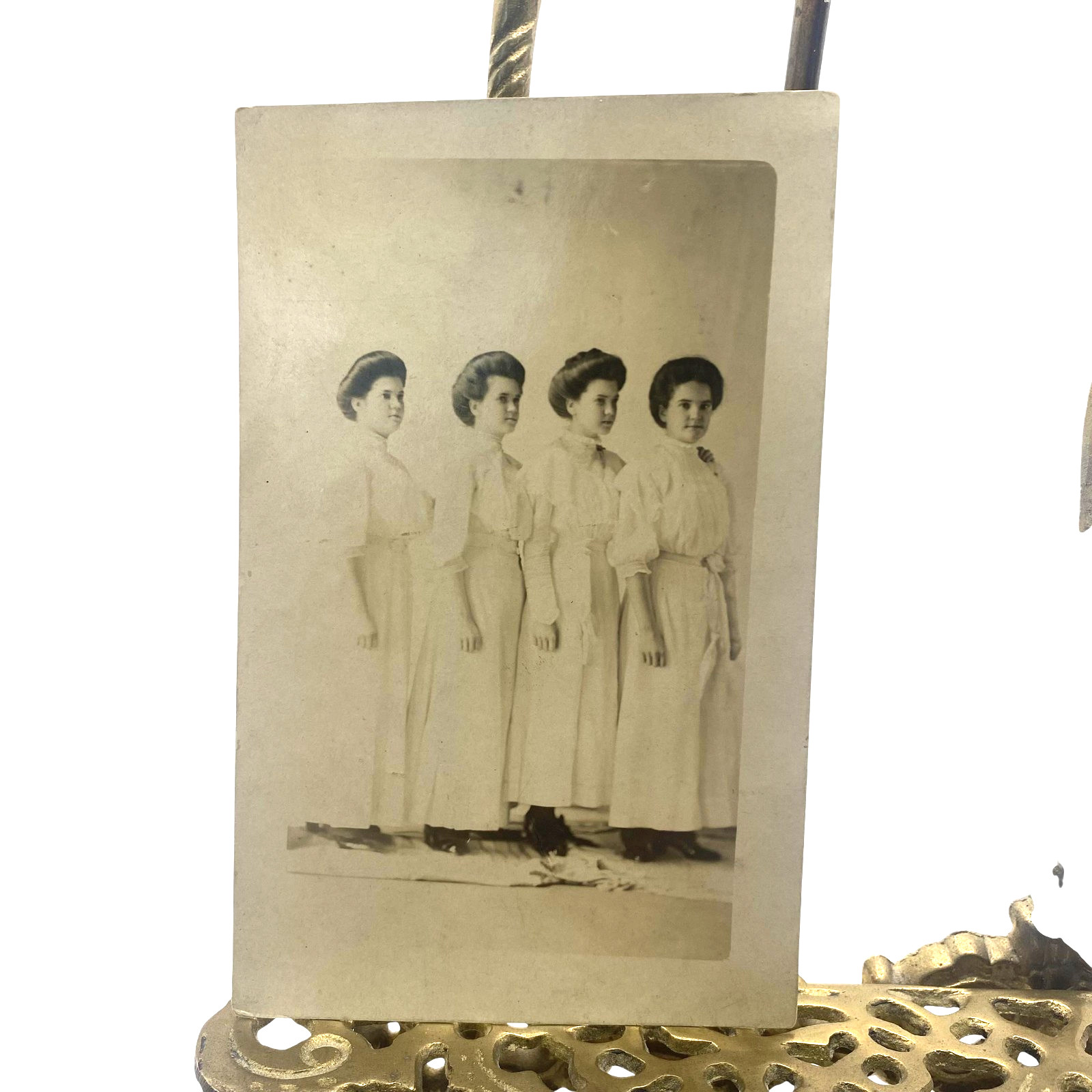 Vintage C1910s Eva Ada Helen Mary Cleary Sisters RPPC Real Photo Postcard AZO